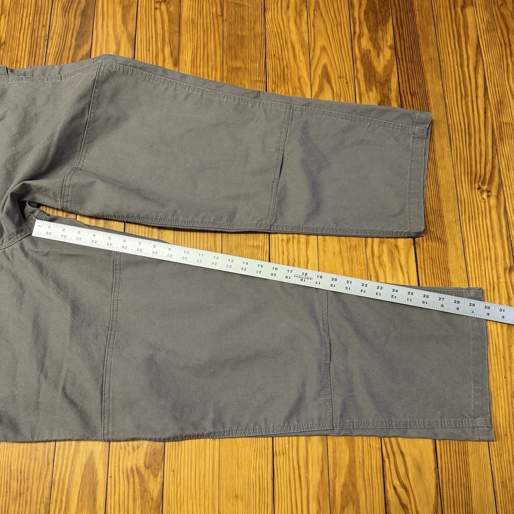 RW Rugged Wear XL Men's Double Knee Duck Canvas Bib Overall Gray Relaxed Fit - Picture 6 of 9